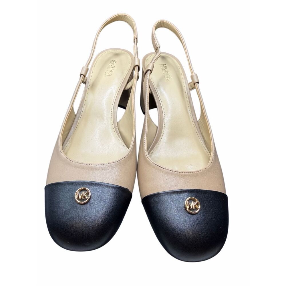 Michael Kors Tan with Black Toe Sling Back- size 9 - Picture 2 of 8